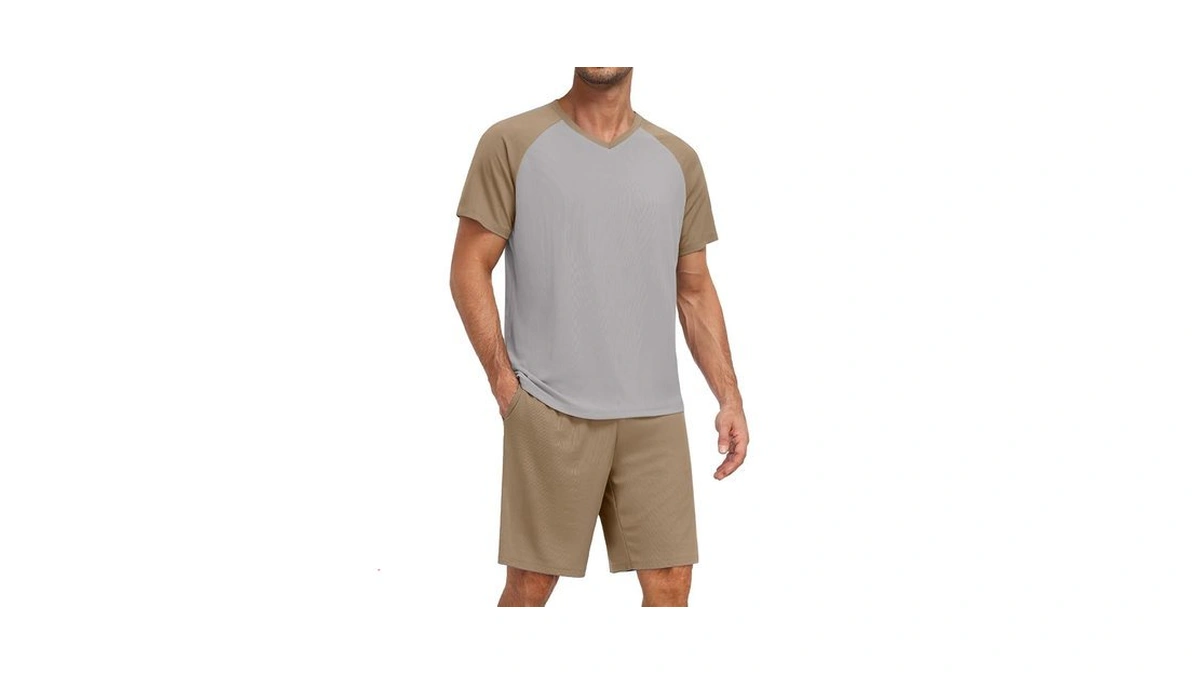 Feiersi Mens Pajama Set Summer Soft Short Sleeve Pjs Sets