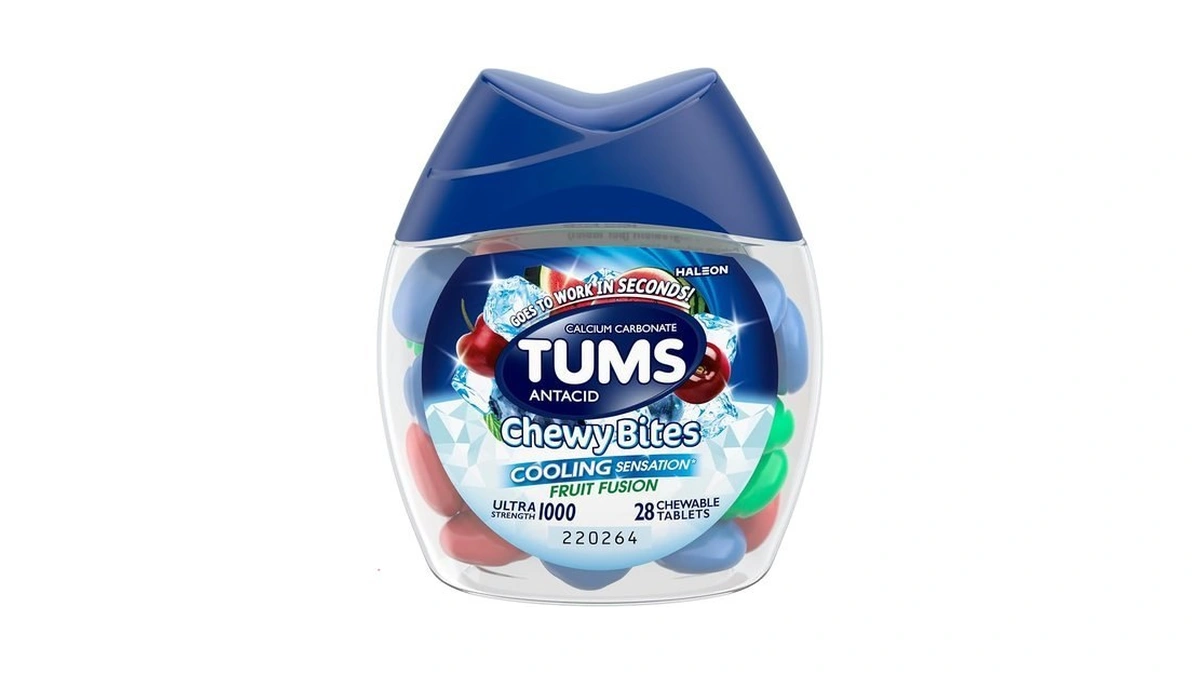 Tums Chewy Bites Fast Cooling Sensation Antacid, Fruit Fusion, 28