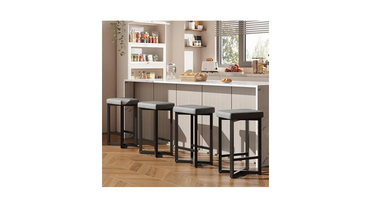 Idealhouse Bar Stools Set Of 4, 24.6" Counter Height Backless