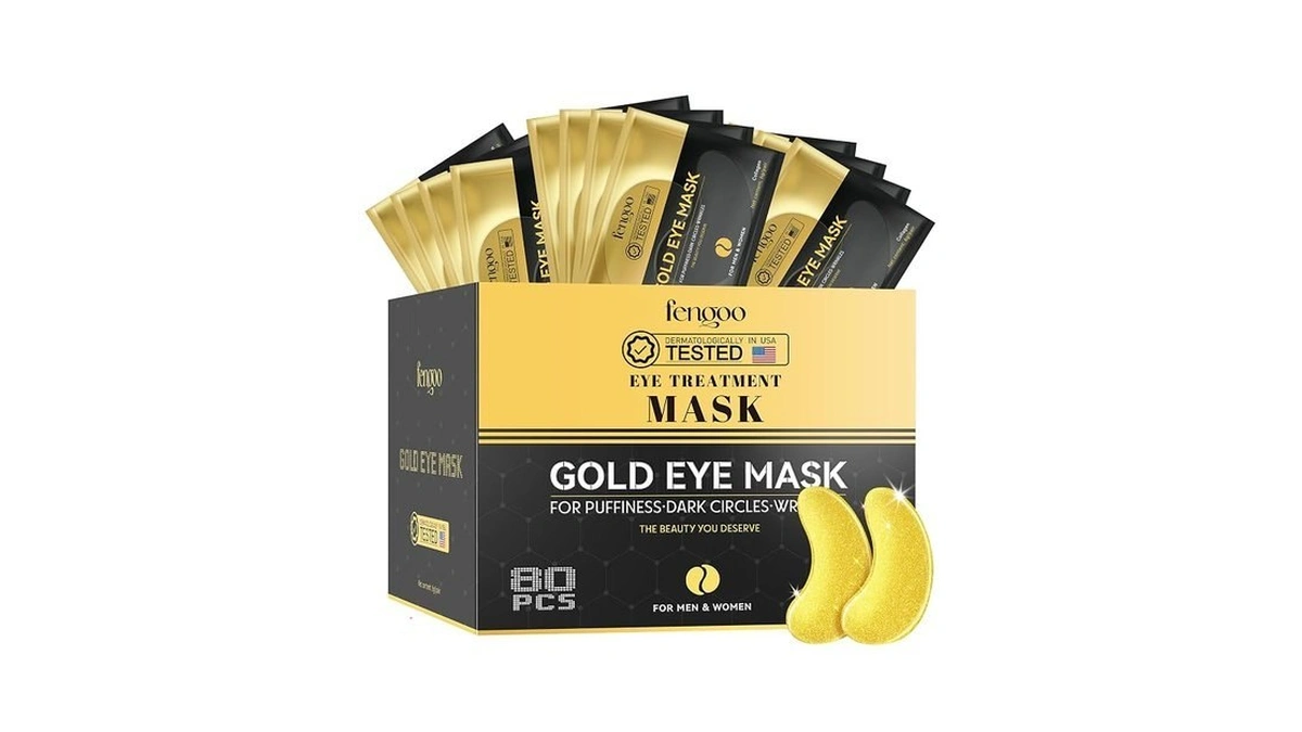 Fengoo 80 Pcs 24k Gold Collagen Under Eye Patches &