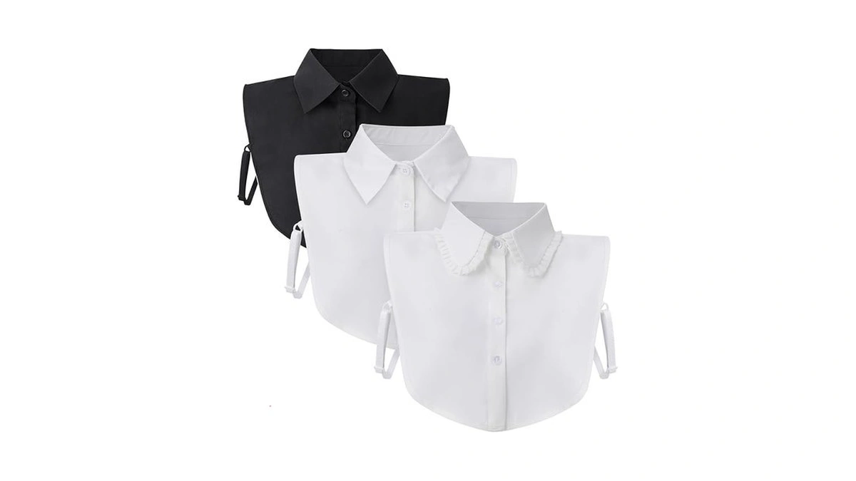 Jatebi 3 Pcs Detachable Collar For Women White Black Pointed