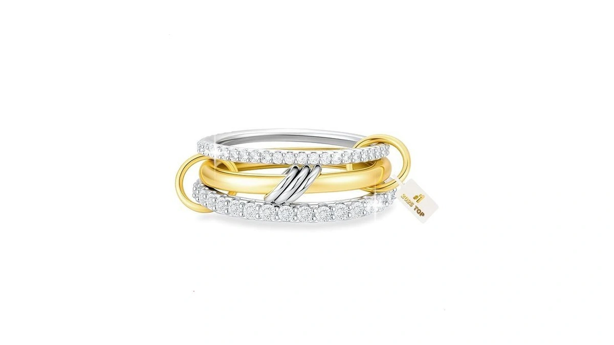 Umini 18k Gold And Silver Stackable Rings Cz Cubic Zirconia