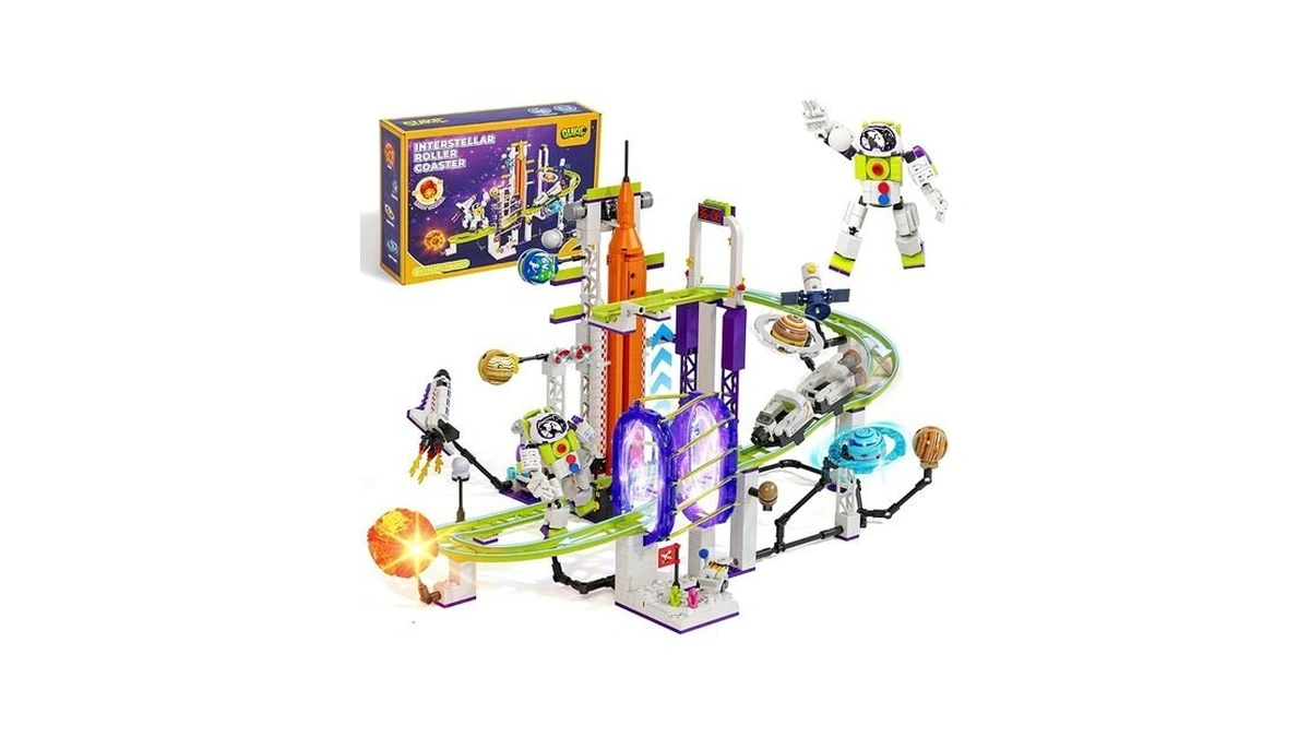 Glikid Space Roller Coaster Building Toy, 1104 Pcs Universe Adventure
