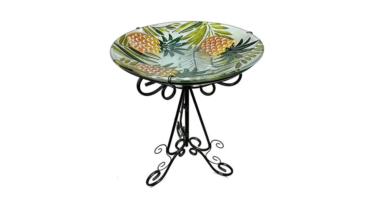 Ouisjyer Large Bird Bath For Outside, Glass Bath Bowl With