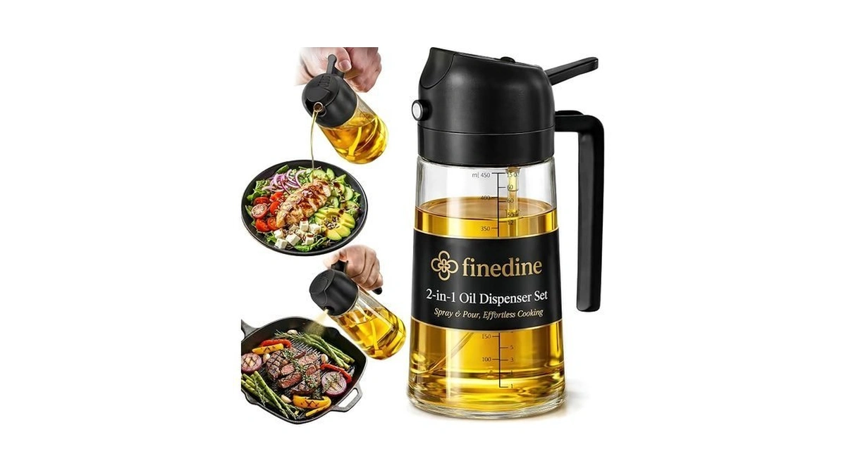 Finedine 16oz Olive Oil Sprayer For Cooking, 2 In 1