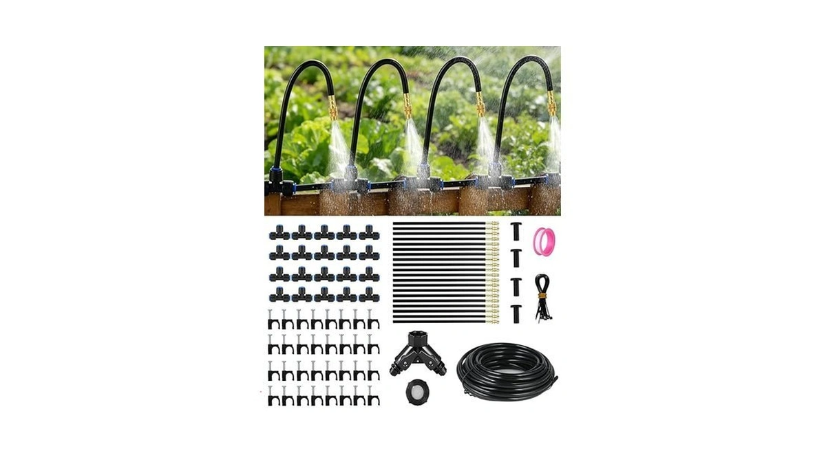 130ft Drip Irrigation System For Garden: 20 Nozzles 1/4" Pe