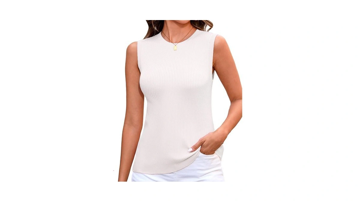 Totatuit Women‘s Ribbed Tank Tops Slim Fit Lightweight Pullover Round