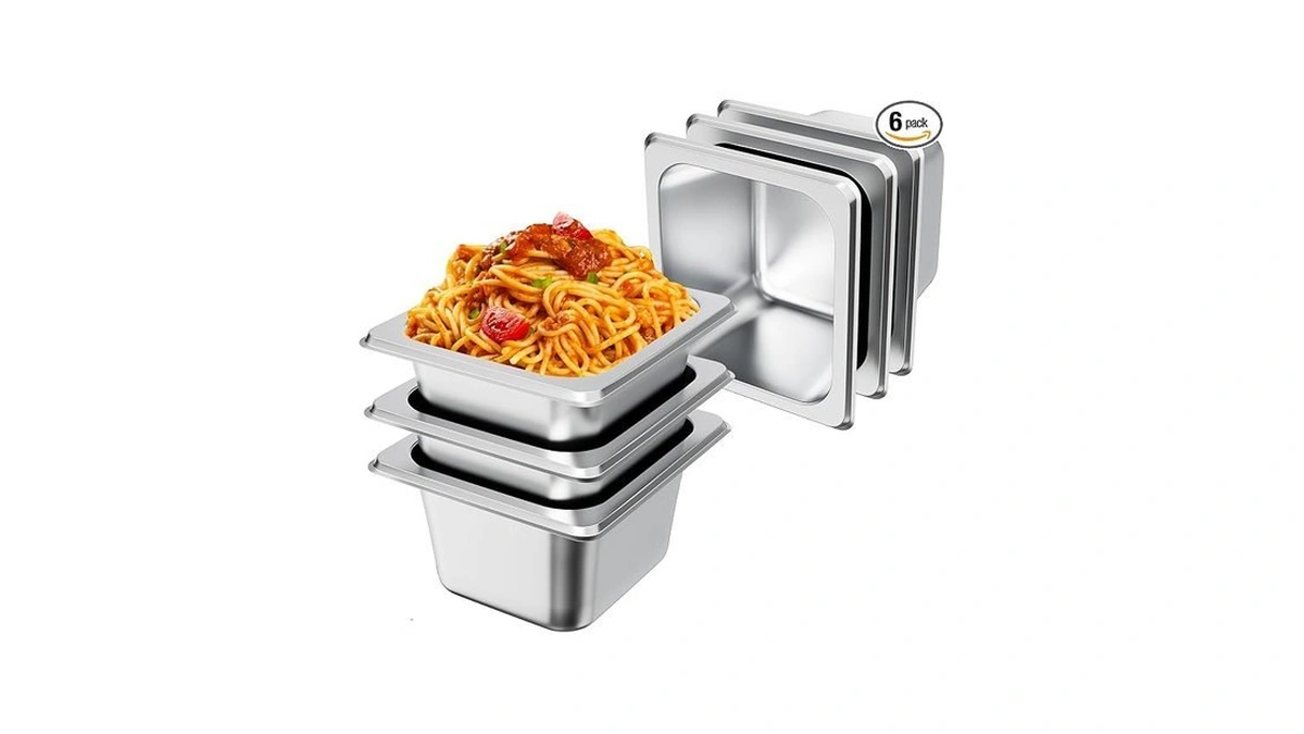Encys 1/6 Hotel Pans 4 Inch Deep Stainless Steel Steam