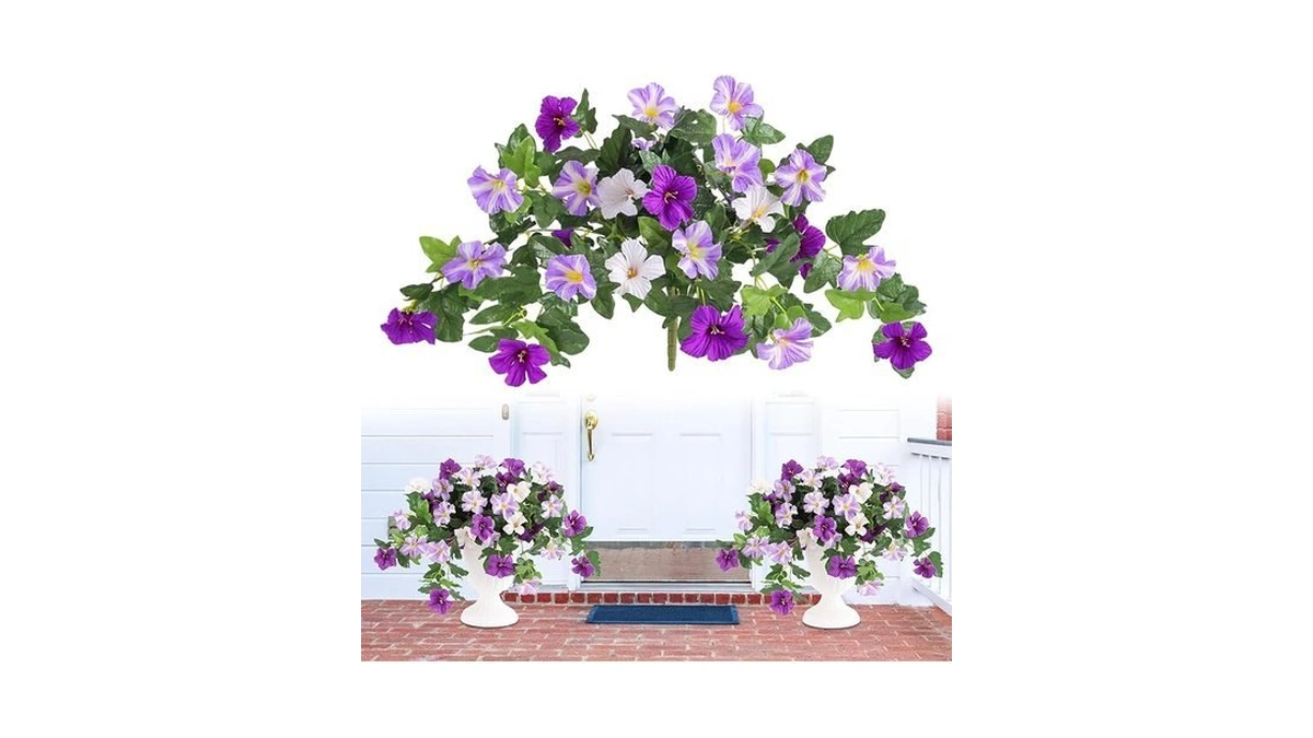 Luyue Artificial Flowers For Outdoors 2pcs, Petunias Fake Flowers For