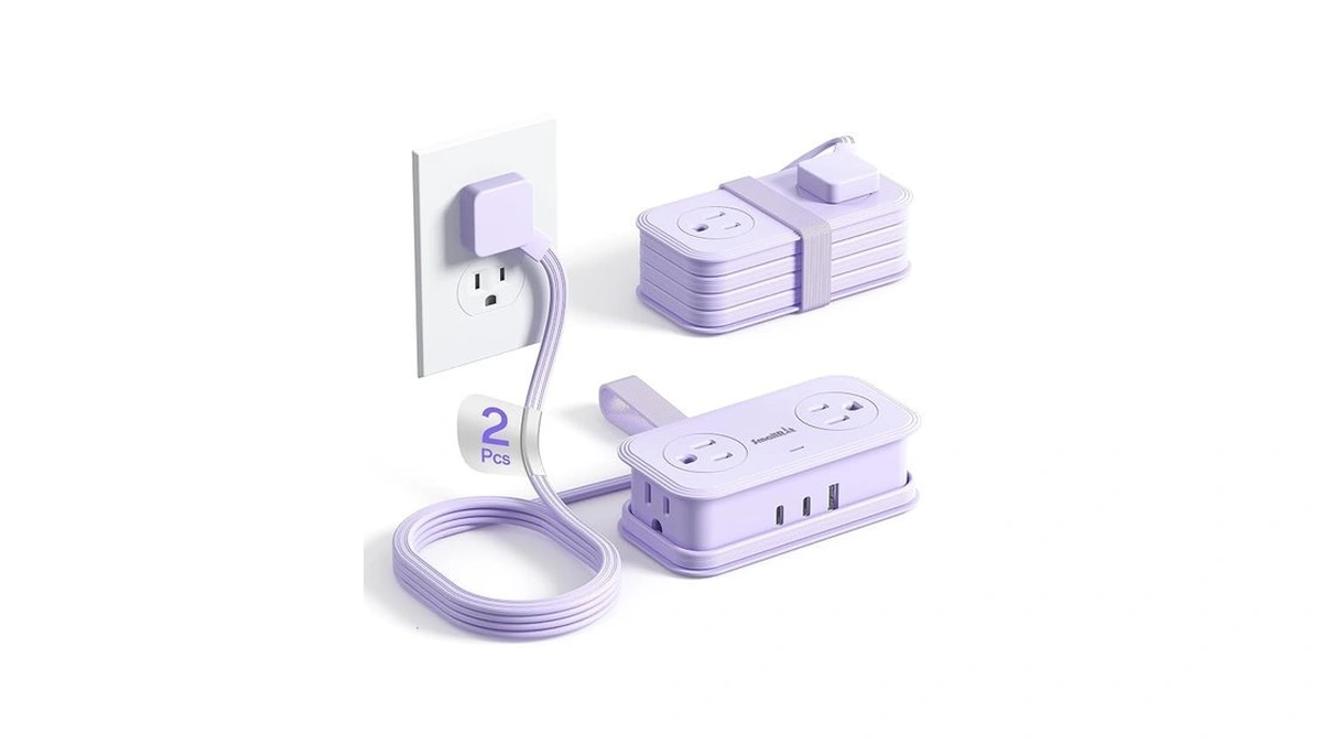 Travel Power Strip, Smallrt 2 Pcs Extension Cord With Multiple