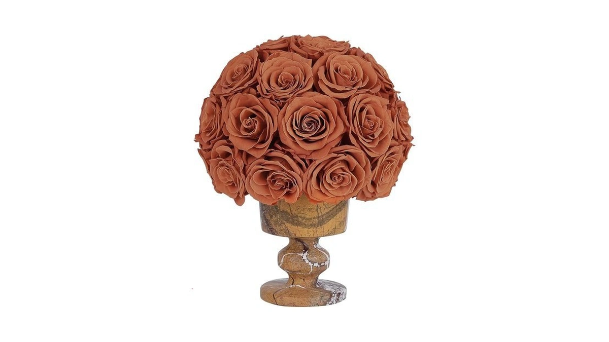 Forever Flowers 31 Preserved Roses In Marble Vase, Flower For