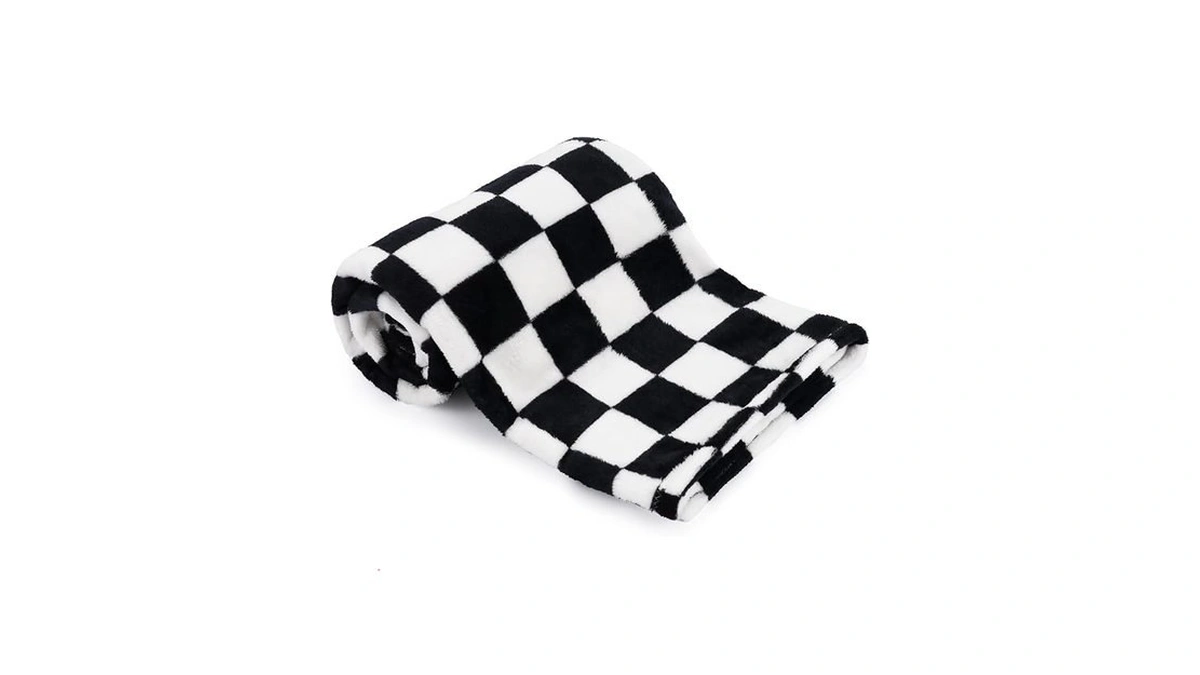 Greatbba Plush Checkered Baby Blanket,30 X 40 Inch Fleece,black White