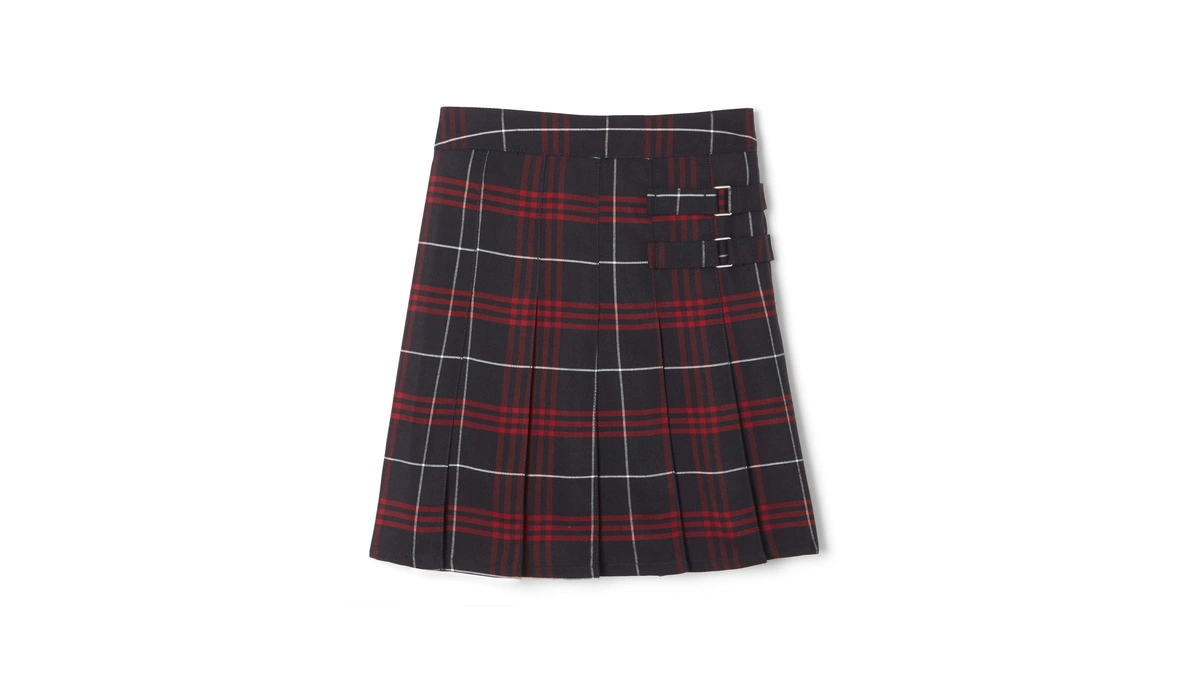 French Toast Girls' Adjustable Waist Plaid 2-tab Scooter, Navy &