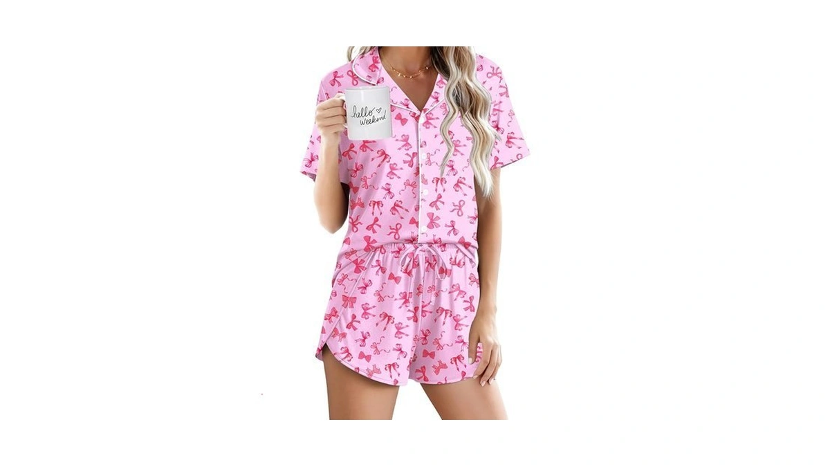 Ekouaer Pajamas For Women Set Button Up Sleepwear 2 Piece