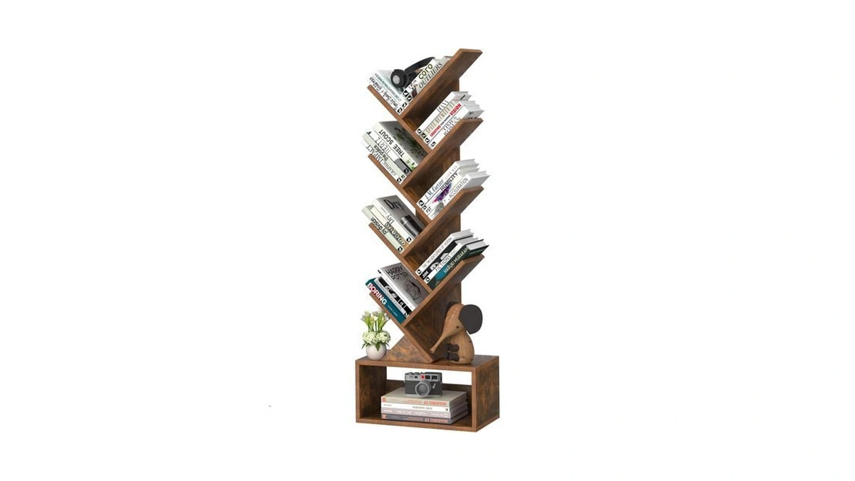 Sheepam 9 Tier Tree Bookshelf,christmas Green Bookcase For Narrow Space,