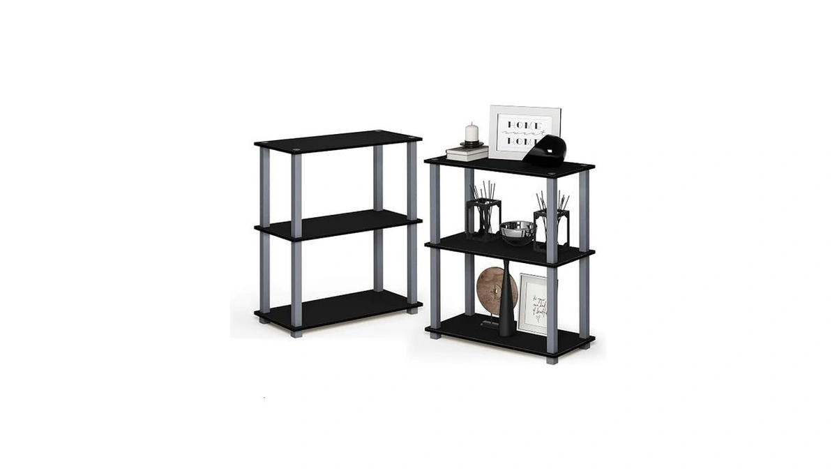 Furinno Turn-s-tube Storage Shelves Set Of 2, 3-tier Book Shelf,