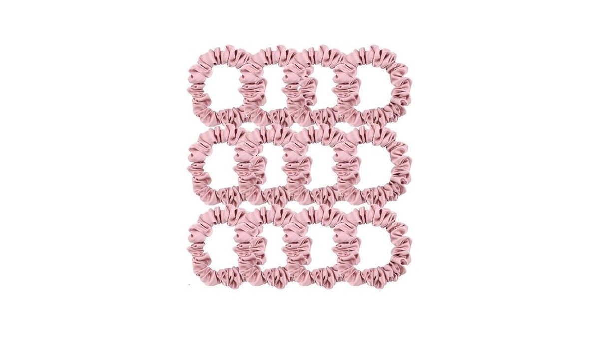 12 Pcs Skinny Satin Silk Scrunchies Hair Ties For Women