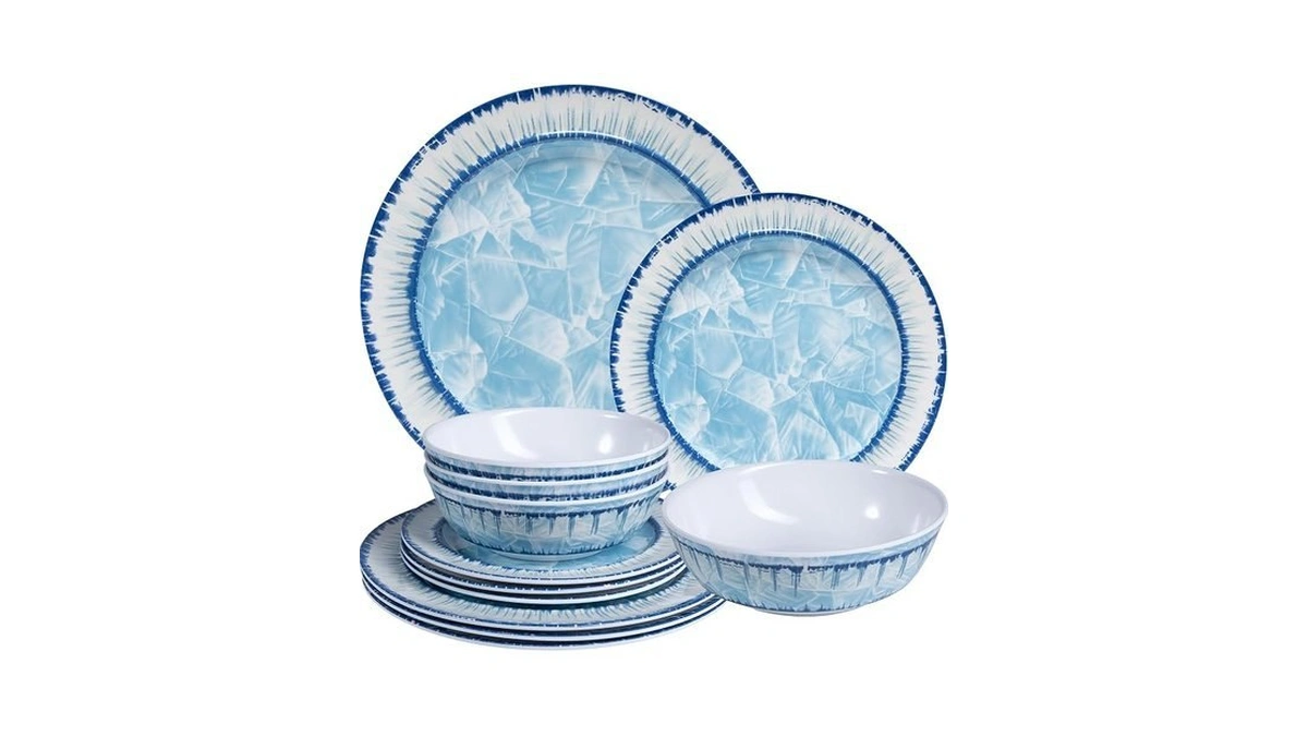 Zarocrus 12 Piece Melamine Plates And Bowls Dinnerware Set, Lightweight