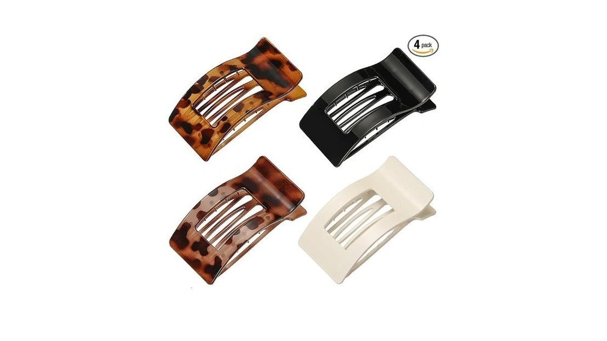 4 Pack Flat Hair Clips For Women, Large French Rectangle
