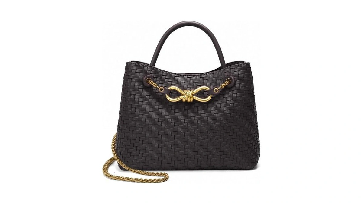 Kiss Sea Small Woven Leather Bag Tote Shoulder Handbag Top