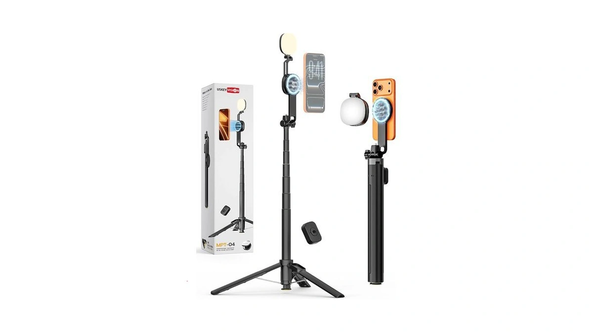 Uskeyvision Magnetic Tripod For Iphone & Android With Light,69” Extendable