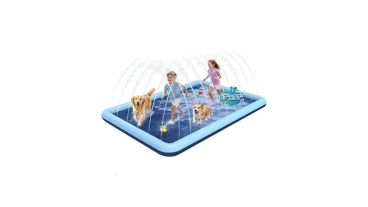 Bilibara 97"x 67" Splash Pad For Dogs, Rantangle Splash Pad