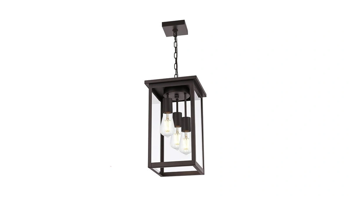 Yaohong Outdoor Pendant Light Fixture, 3-light Vintage Oil Rubbed Bronze
