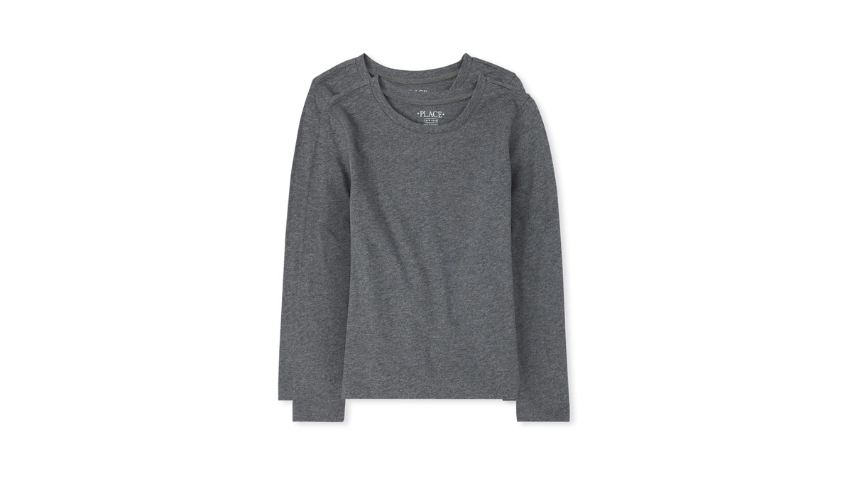 The Children's Place Girls Basic Long Sleeve Layering Tees Heather