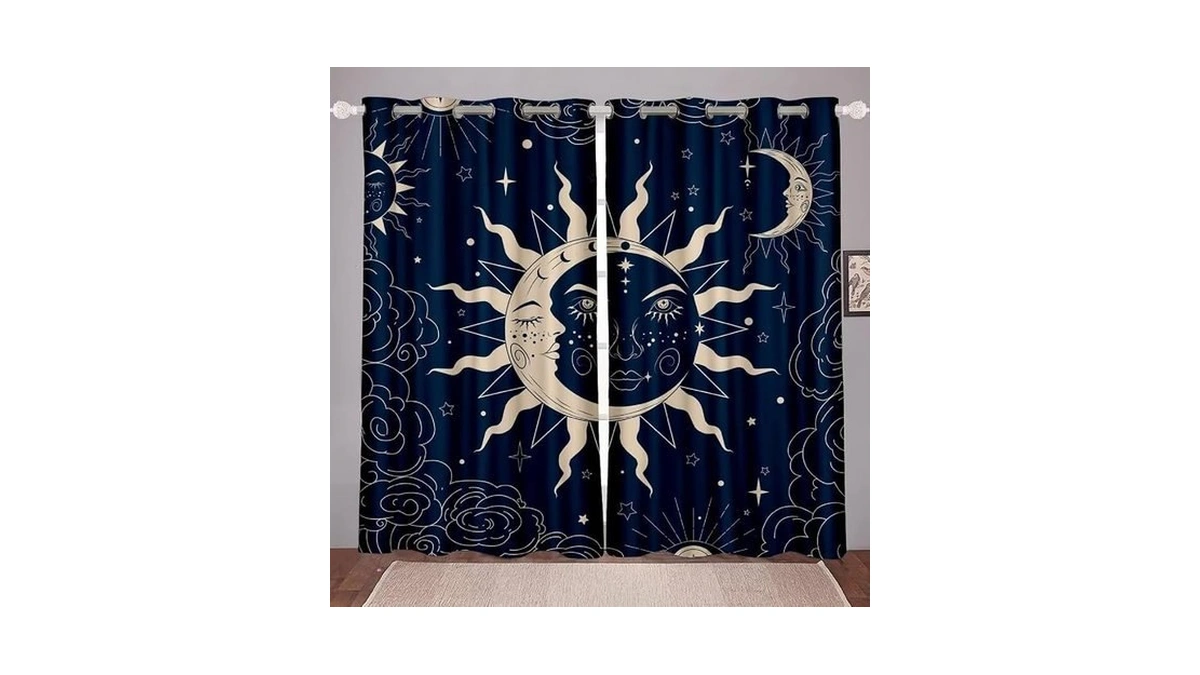 Kxry Sun And Moon Blackout Curtains For Bedroom Living Room