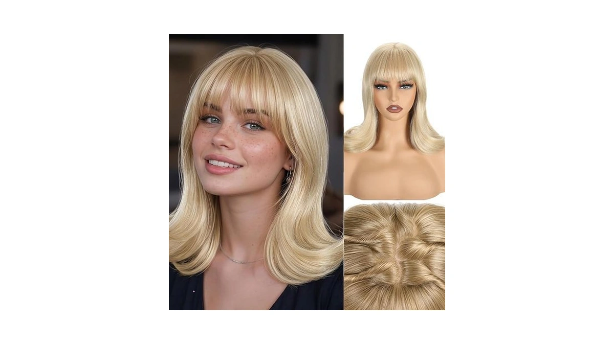Leosa Short Bob Wigs With Bangs Dirty Blonde 4x4 Realistic
