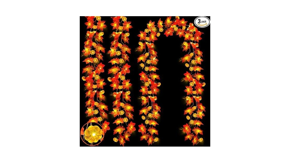 3 Pack & Timer Fall Decor Fall Garland With Pumpkin