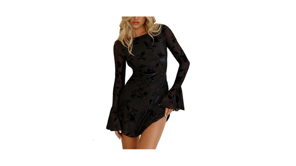 Lingswallow Women's Floral Mesh Bodycon Mini Dress - Elegant Cocktail