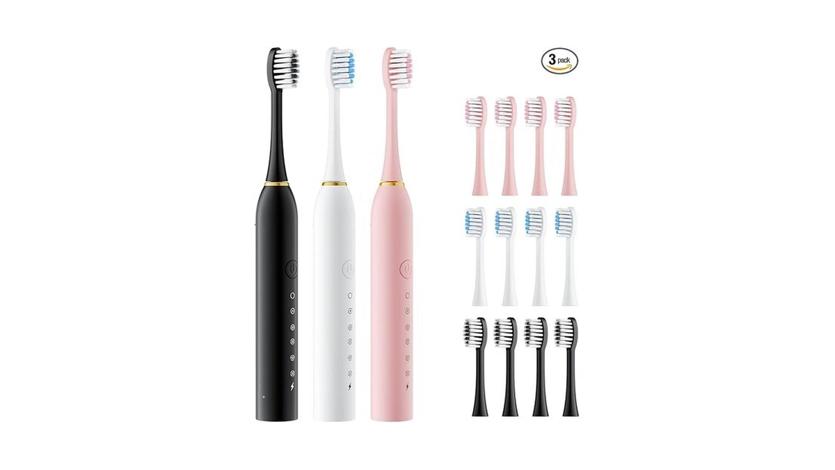 Dnil 3 Pack Sonic Electric Toothbrush Set With 42,000 Vpm