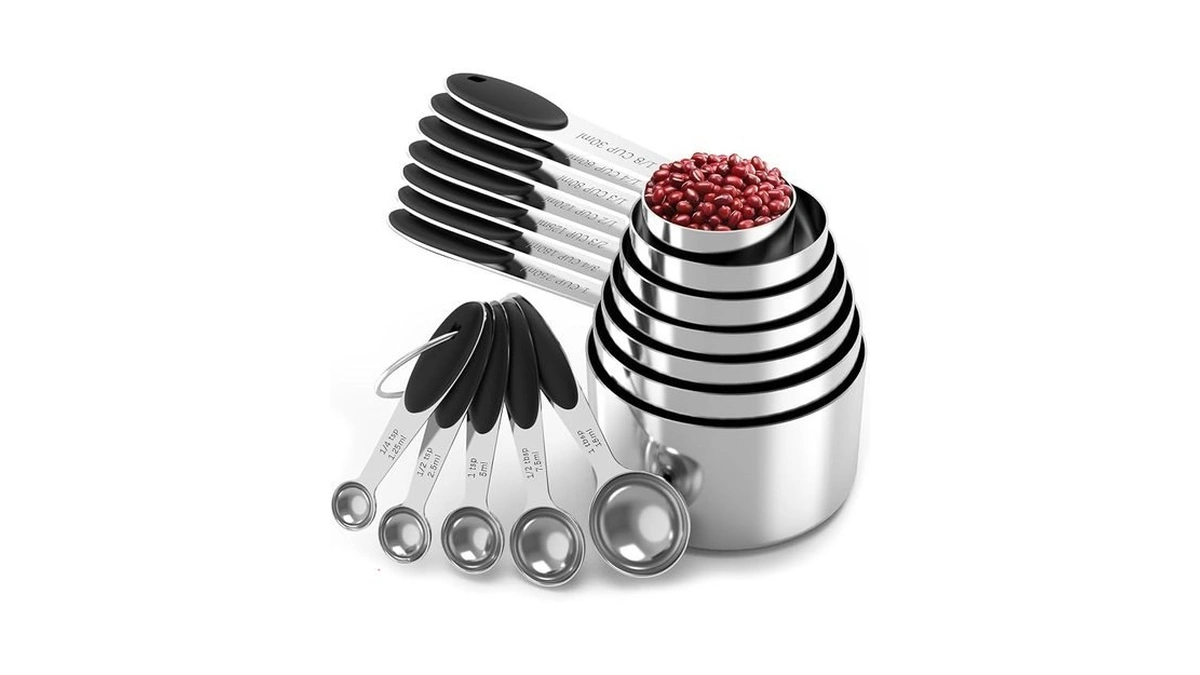 Tiluck Stainless Steel Measuring Cups And Spoons Set With Silicone