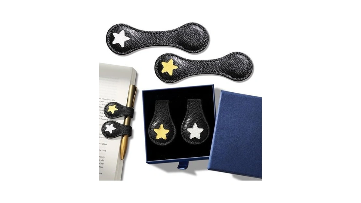 2pcs Magnetic Leather Bookmarks With Gift Box, Magnetic Pen Holder