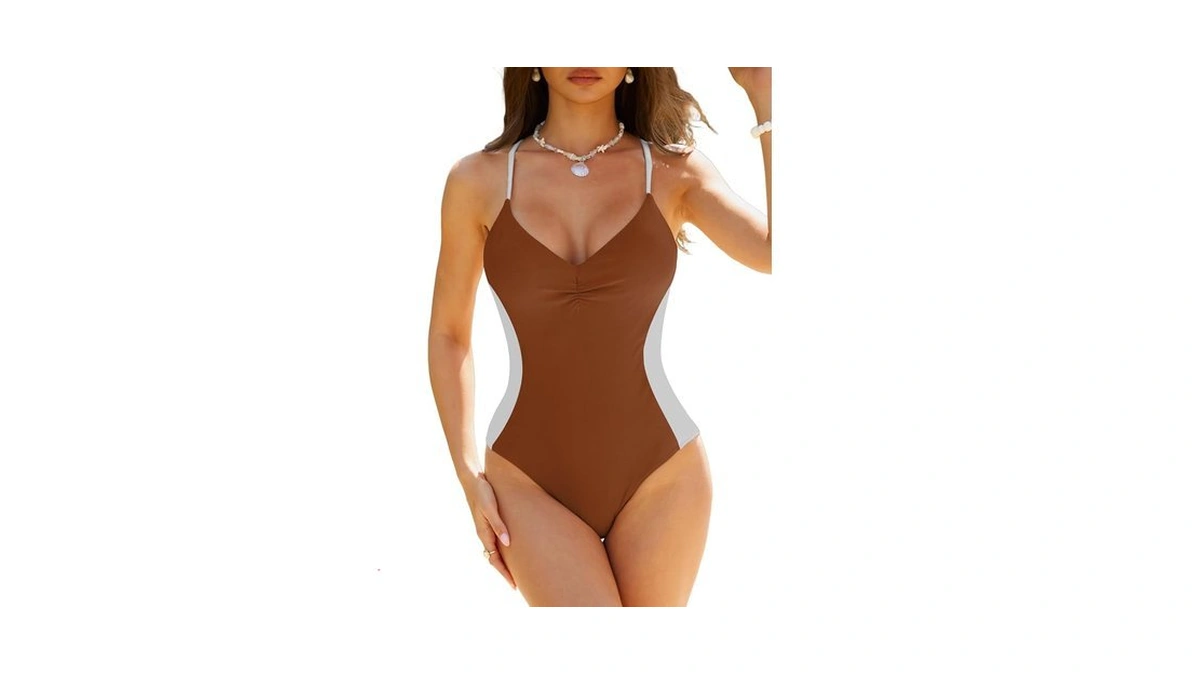 Zaful Orange And White One Piece Swimsuits For Women Tummy