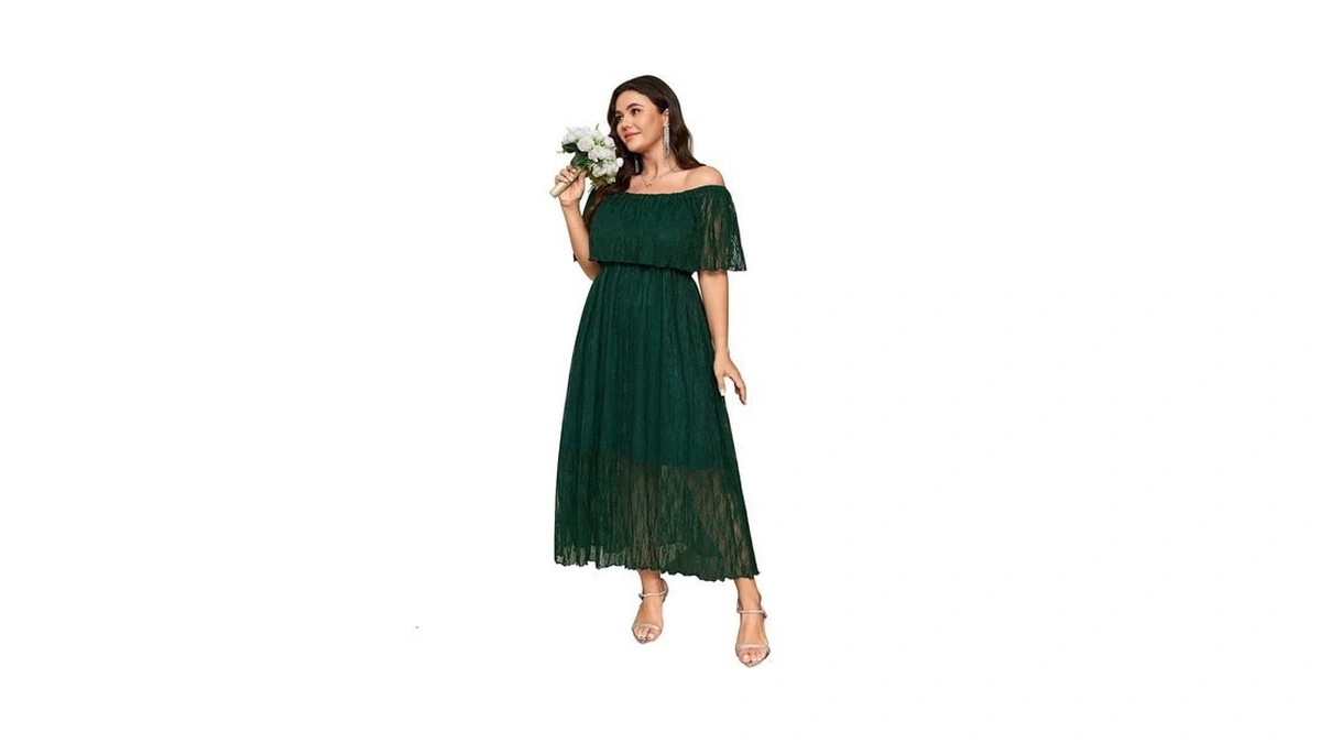 Scomchic Womens Plus Size Formal Dresses Off Shoulder Lace White