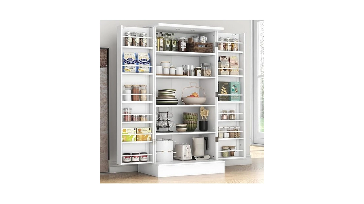 Kepptory 47” Pantry Cabinet, Kitchen Pantry Storage Cabinet With Doors