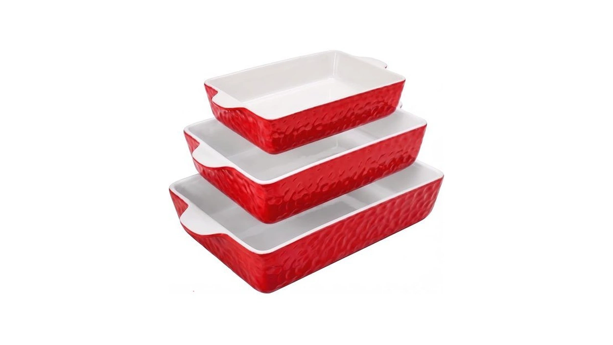 Nutrichef 3-piece Ceramic Casserole Dish For Oven - Premium Lasagna