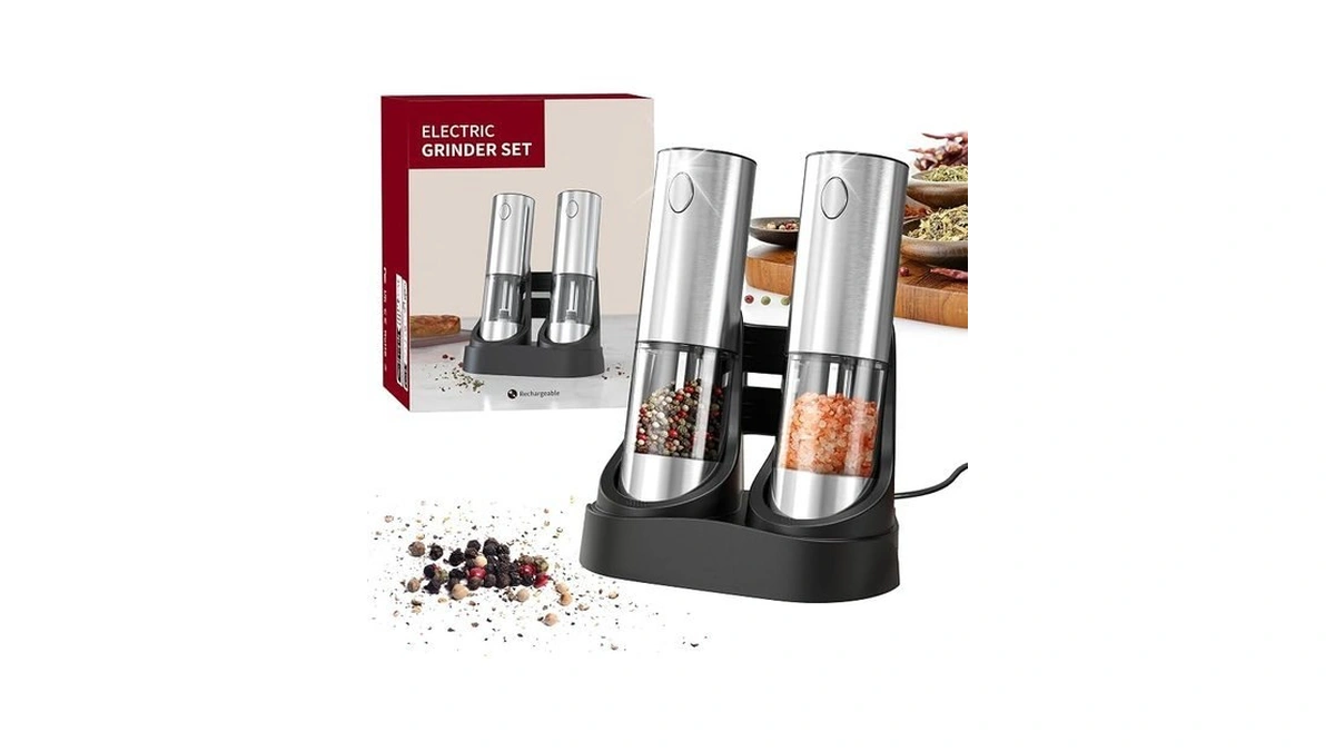 Annivers Electric Pepper & Salt Grinder Set, Automatic Seasoning Mill,