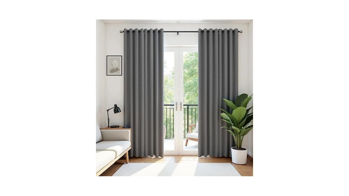 Mrs.naturall Dark Grey Blackout Curtains 90 Inches Long, Grommet Light