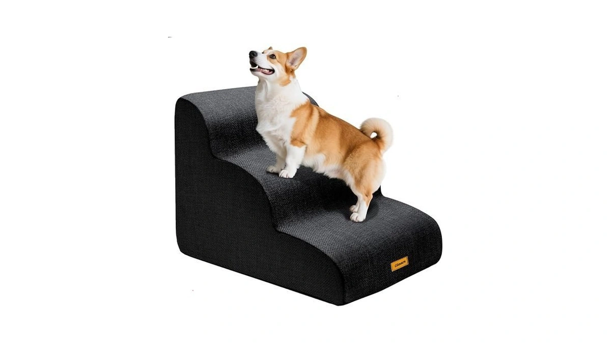 Gimars 30d High-density Foam & Extra-wide, Stable 3-step Dog Stairs,