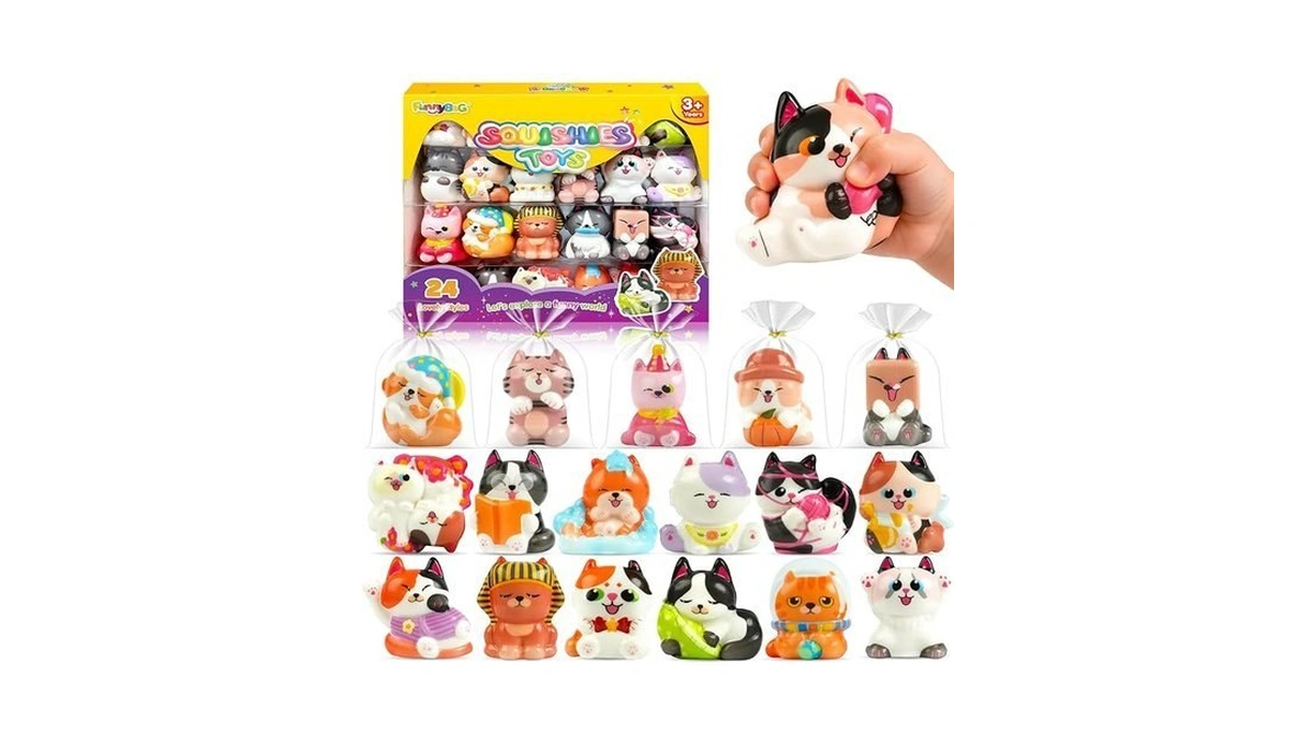 Funnyb&g Cat Squishy Toys For Kids - 24 Pack Squishies