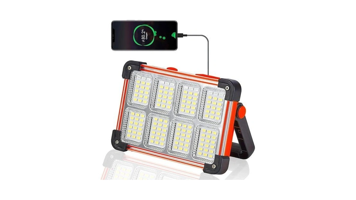120w Led Solar Work Light, 144 Led 10000lm Portable Flood