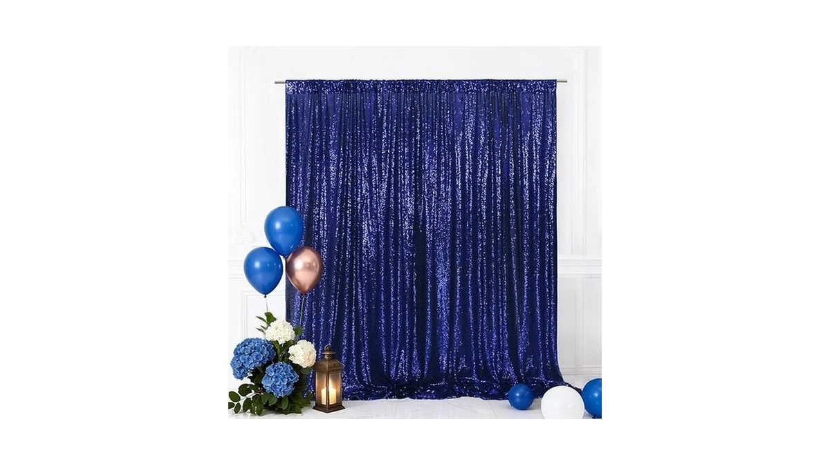 Eternal Beauty Navy Blue Sequin Backdrop, 6x8 Ft Glitter Background