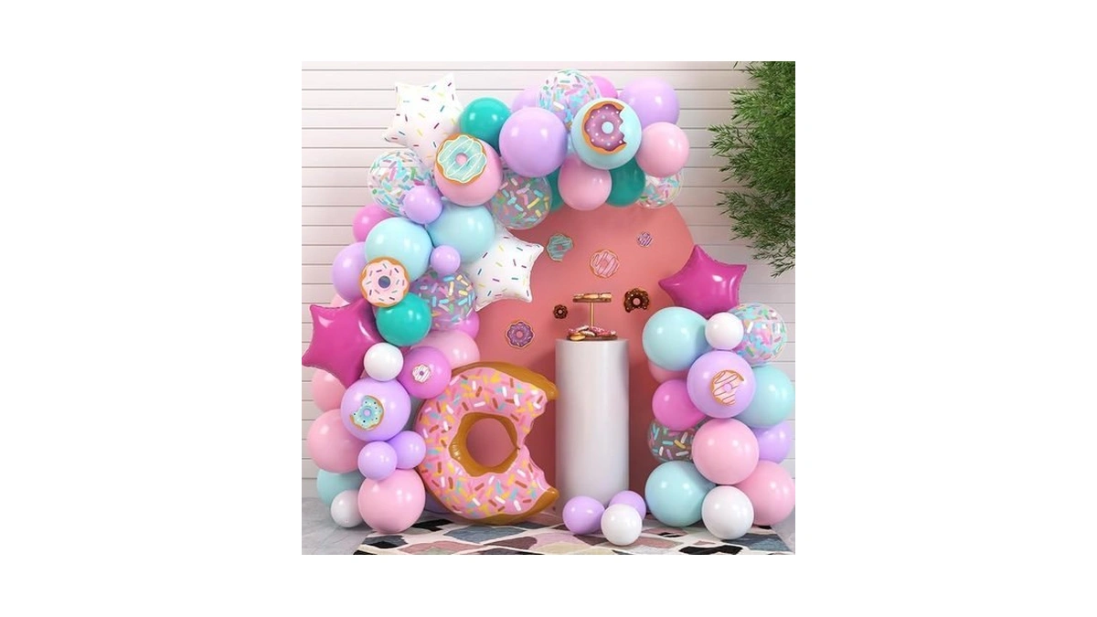 Levfla 100 Pcs Donut Balloons Garland Pastel Decoration Kits Sprinkles