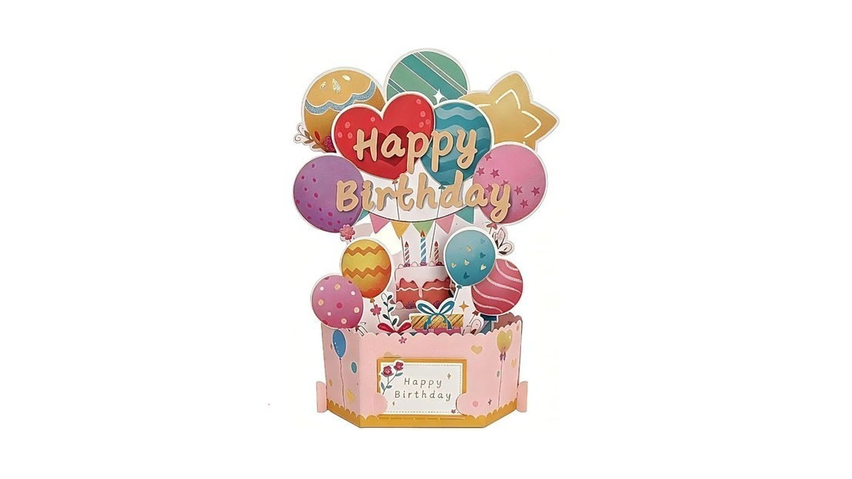 Ibestgol 3d Pop Up Birthday Greeting Card Balloon Bouquet