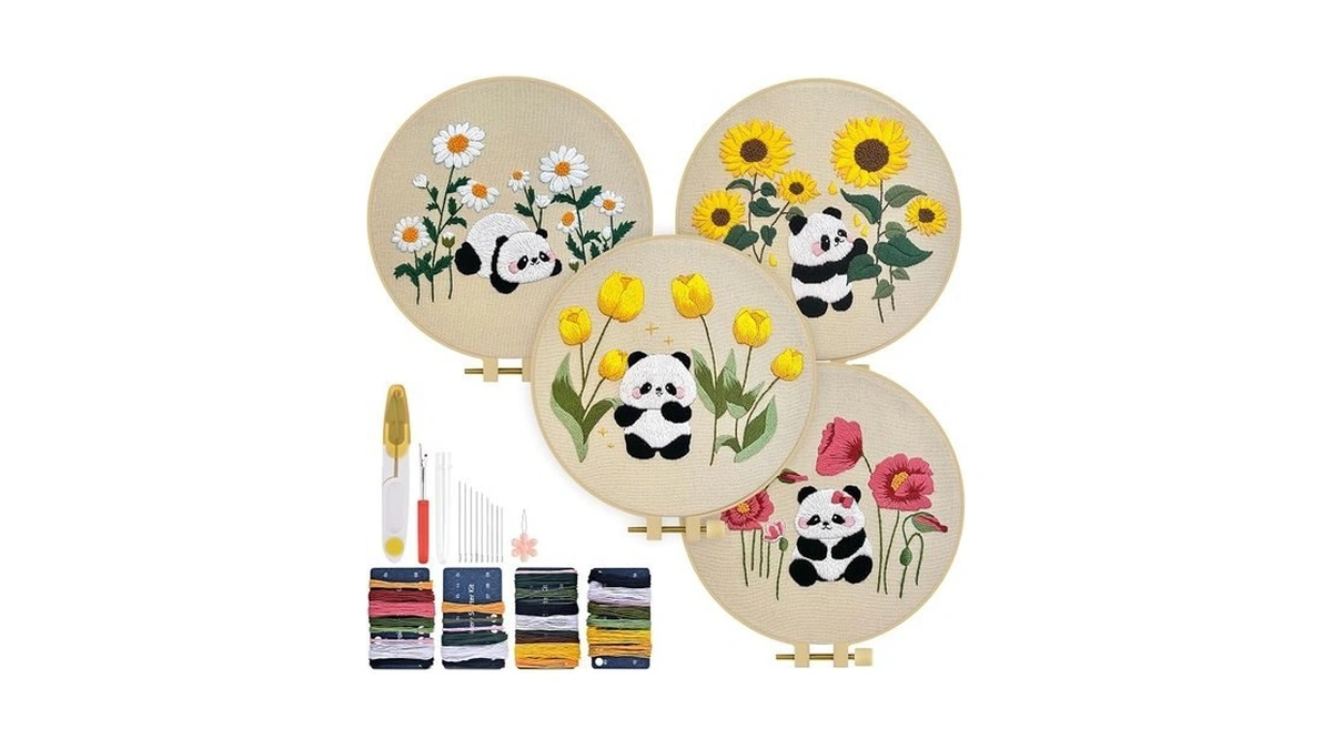 Tindtop Embroidery Kit For Adult, Panda Embroidery Practice Kits