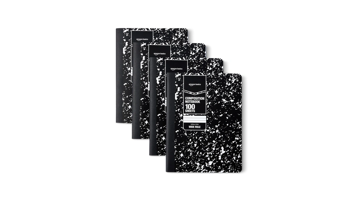 Amazon Basics Composition Notebook, Wide Ruled, 100 Sheets, 9.75" X
