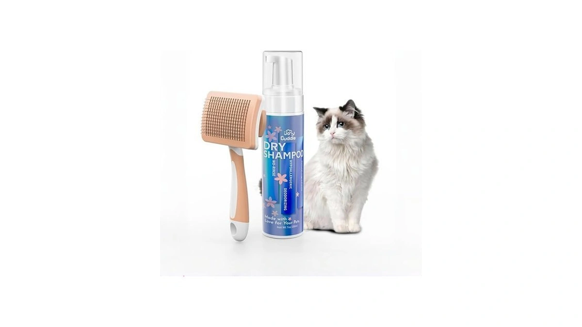 Waterless Cat Shampoo With Brush - No Rinse Safe Licking